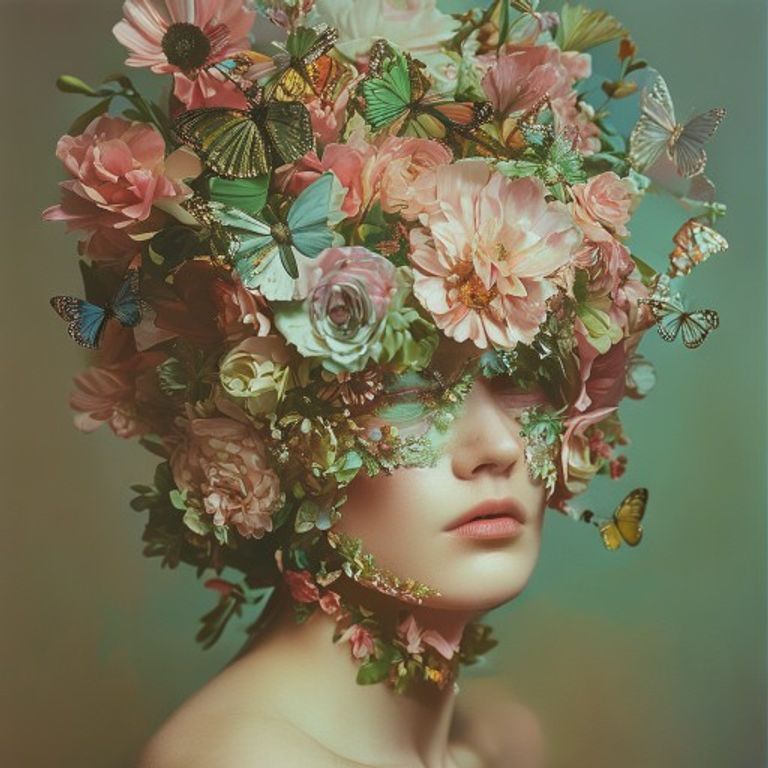 Floral helmet portrait