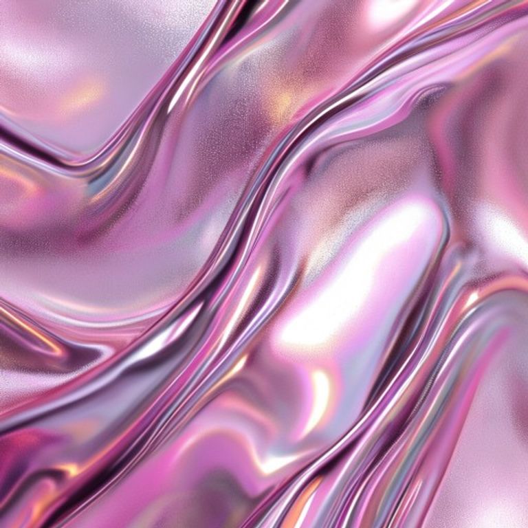 Liquid chrome with pink iridescence