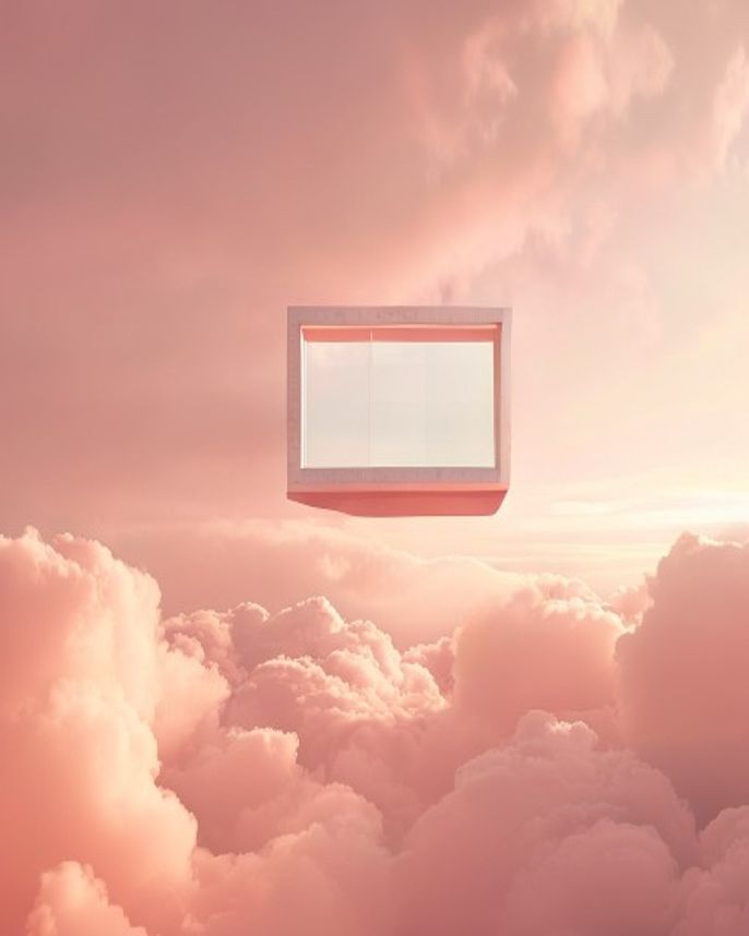 Floating window frame in pastel sky